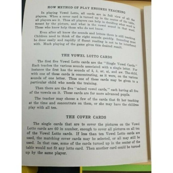 Dolch Phonics Game Vowel Lotto Vintage 1949 - Picture 5 of 9
